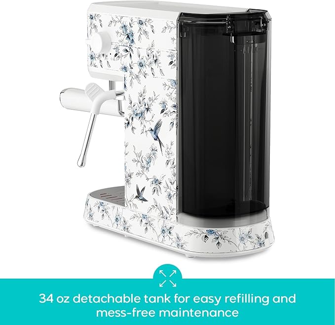CASABREWS CM5418 Espresso Machine 20 Bar, Small Espresso Maker with Steam Milk Frother, Stainless Steel Coffee Machine with 34oz Removable Water Tank for Cappuccino, Latte Machine, Blue Willow