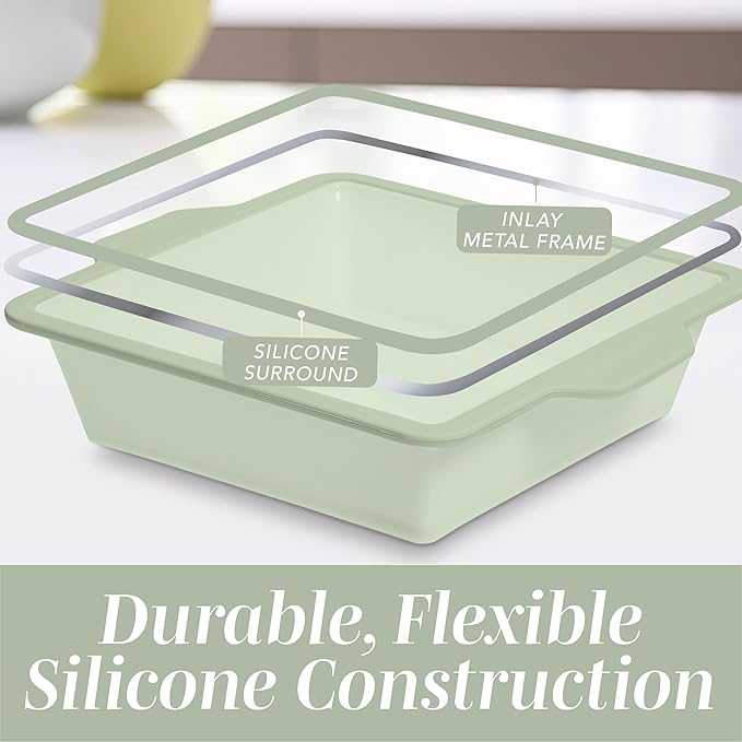 COOK WITH COLOR 17 Pc. Silicone Baking Pan Set - Non-Stick & Easy Clean Silicone Muffin Pans for Baking with Sturdy Metal Frame for Stability, Flexible Cake Molds, Includes Measuring Cups and Spoons