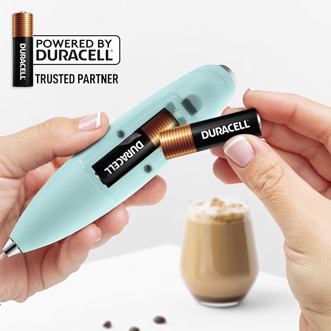 Zulay Kitchen Patented Tornado Triple Whisk Milk Frother with 4 Duracell Batteries – Handheld Foam Maker for Coffee, Lattes, Matcha & Hot Chocolate – Rich, Creamy Froth in Seconds - Mint