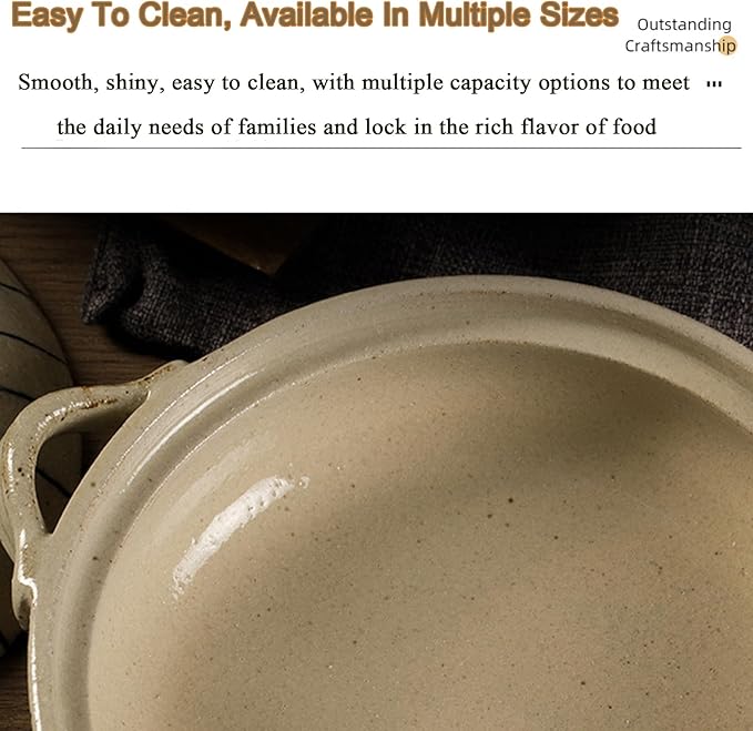 Heat Resistant Ceramic Casserole, Round Earthen Pot Cookware with Lid for Dinner and Party, Uniform Heating Stockpot for Stew, Soup, Steam, Bake(1000ml/1.1quart, Green)