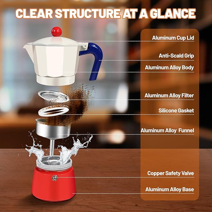 9 Cup Aluminum Espresso Stovetop Moka Pot Express Coffee Maker Percolator Italian Classic Mocha Coffee Machine for Italian and Cuban Cafe Brewing for Home & Camping 450ml 15oz