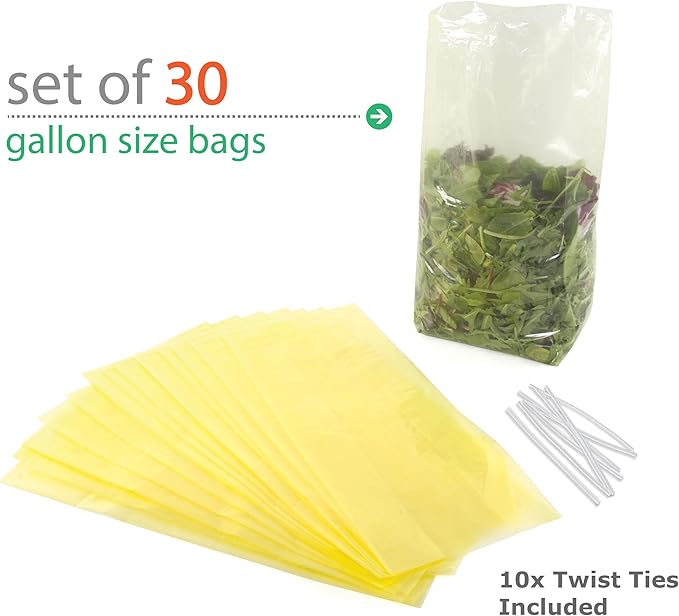 Keep it Fresh Produce Bags - 30 Reusable BPA Free Freshness Produce Bags & Twist Ties - Keeps Fruits, Veggies, and Flowers Fresher Longer