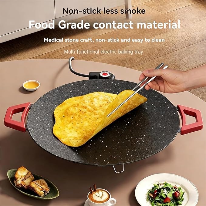 Indoor Grills Electric Smokeless, Smoke-Free Indoor Electric Grill & Non-stick Pan, 11/14 /15 Inch Nonstick Round Pan with Temperature Control, for Steaks, Pancakes, And BBQ (36 cm / 14.17 in)