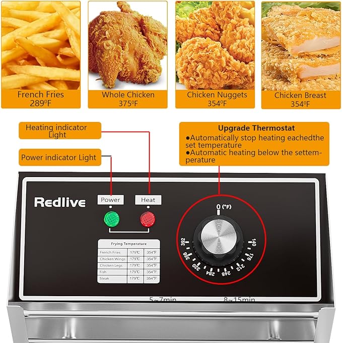 Electric Deep Fryer 3400W Hot 21QT/20L Commercial Deep Fryers with 2 Independent use Baskets Countertop Oil Fryer for Restaurant Use and Home Kitchen