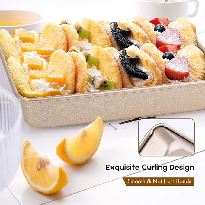 AMAGABELI GARDEN & HOME Nonstick Deep Baking Pans for Oven Tray Cake Carbon Steel Pan Baking Sheets Set of 3 Rectangle Bakeware Set for Cake Lasagna Brownie Casserole Cookie Cooking (9''/10''/13'')