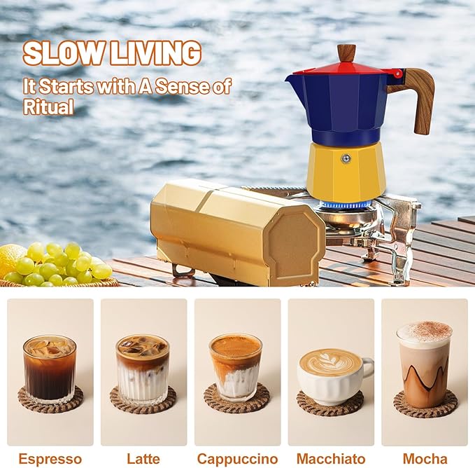 6 Cup Aluminum Espresso Stovetop Moka Pot Express Coffee Maker Percolator Italian Classic Mocha Coffee Machine for Italian and Cuban Cafe Brewing for Home Camping 300ml 10oz