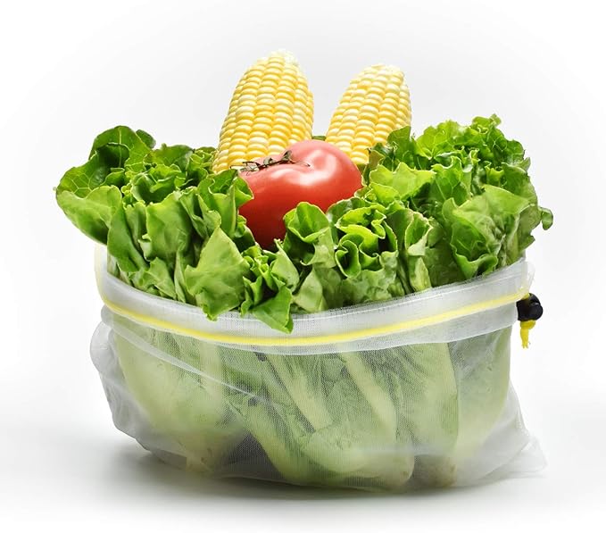 24 pack Reusable Produce Bags,Reusable produce bags for grocery,mesh bags See-Through and Washable Grogery Bags with 3 Sizes useful for storage fruits,vegetables,toys