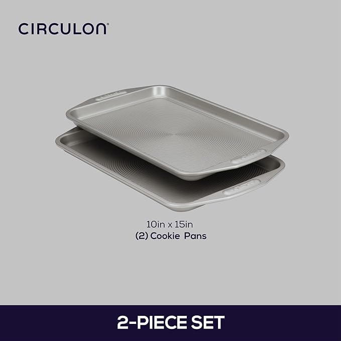 Circulon Nonstick Bakeware Set, Cookie Sheets for Baking Nonstick, 2-Piece, Gray