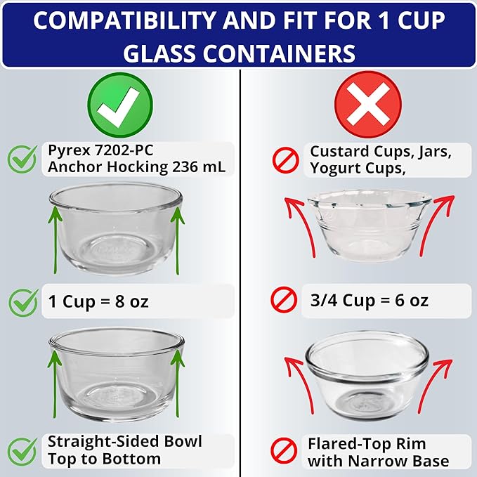 Klareware 1 Cup 2 Cup 3 cup 4 cup 6 cup 7 Cup 11 cup Round Plastic Food Storage Replacement Lids Covers for Klareware Anchor Hocking and Pyrex Glass Bowls (Container not Included) (14 Pack) (Pink,