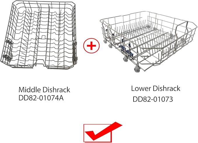 Upgraded DD82-01073A Lower Rack Assembly Replacement for Samsung Dishwasher Dishrack Modle DW80R5061/DW80R5060/ DW80K7050UG Series