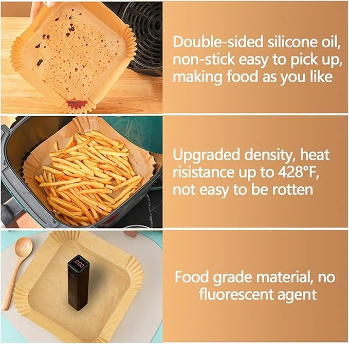 Large Air Fryer Disposable Paper Liners Nonstick 23cm Oven Airfryer Parchment Baking Paper ，Compatible For Ninja，Compatible For COSORI ，Grill Cooking Basket(23cm round,300 Pcs)