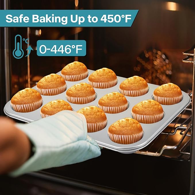 2-Pack Cupcake Pan with Lid, 12-Cup Nonstick Muffin Pan with Handle – Cupcake Carrier for Baking & Transporting, Perfect for Party, Holiday, Gathering