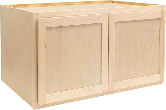Quicklock RTA (Ready-to-Assemble) 42" Tall Wall Kitchen Cabinets - Shaker Style | 100% Hardwood | Made in America | Soft Close Hardware (Raw Maple, 24" D x 36" W x 24" H)