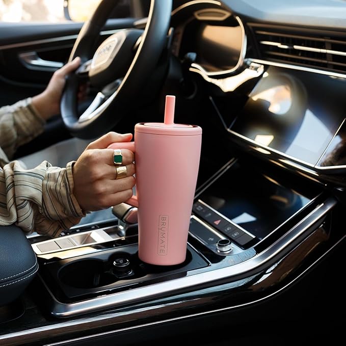 BrüMate Era 20 oz Tumbler with Handle and Straw | 100% Leakproof Insulated Tumbler with Lid and Straw | Made of Stainless Steel | Cup Holder Friendly Base | 20oz (Glacier)