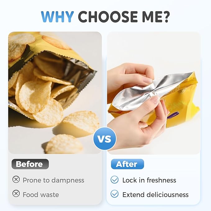 Mini Bag Sealer, Upgraded 2 in 1 Mini Bag Sealer with Cutter and Magnet, Magnetic Portable Plastic Bag Sealer for Snacks, Chips, Food Freshness Storage (2, White+Black)