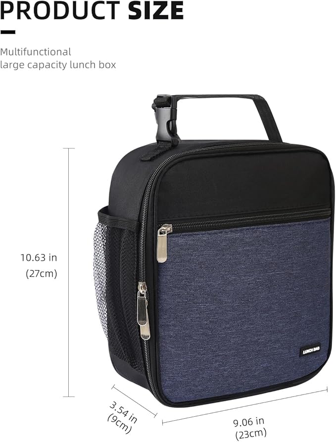 Lovoeo Lunch box Lunch bag for men women Insulated Lunchbox Lunch bags for Work Picnic Travel (Thicken navy blue)