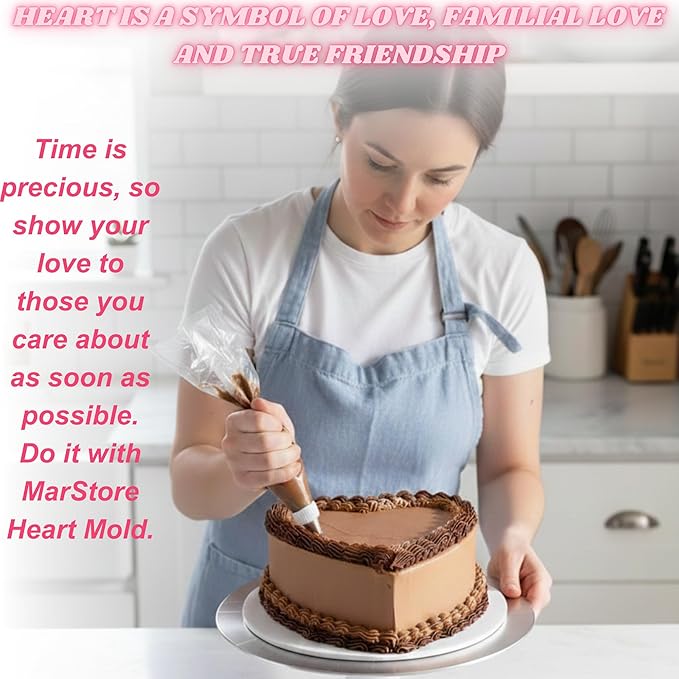 Heart Shaped Cake Pans 8 Inch – 1 PCS Nonstick Silicone Heart Cake Pan for Baking, Oven & Microwave Safe Molds – Durable, Easy-Clean Matte Surface - Grade Novelty Shaped Cake Pans (Pink)
