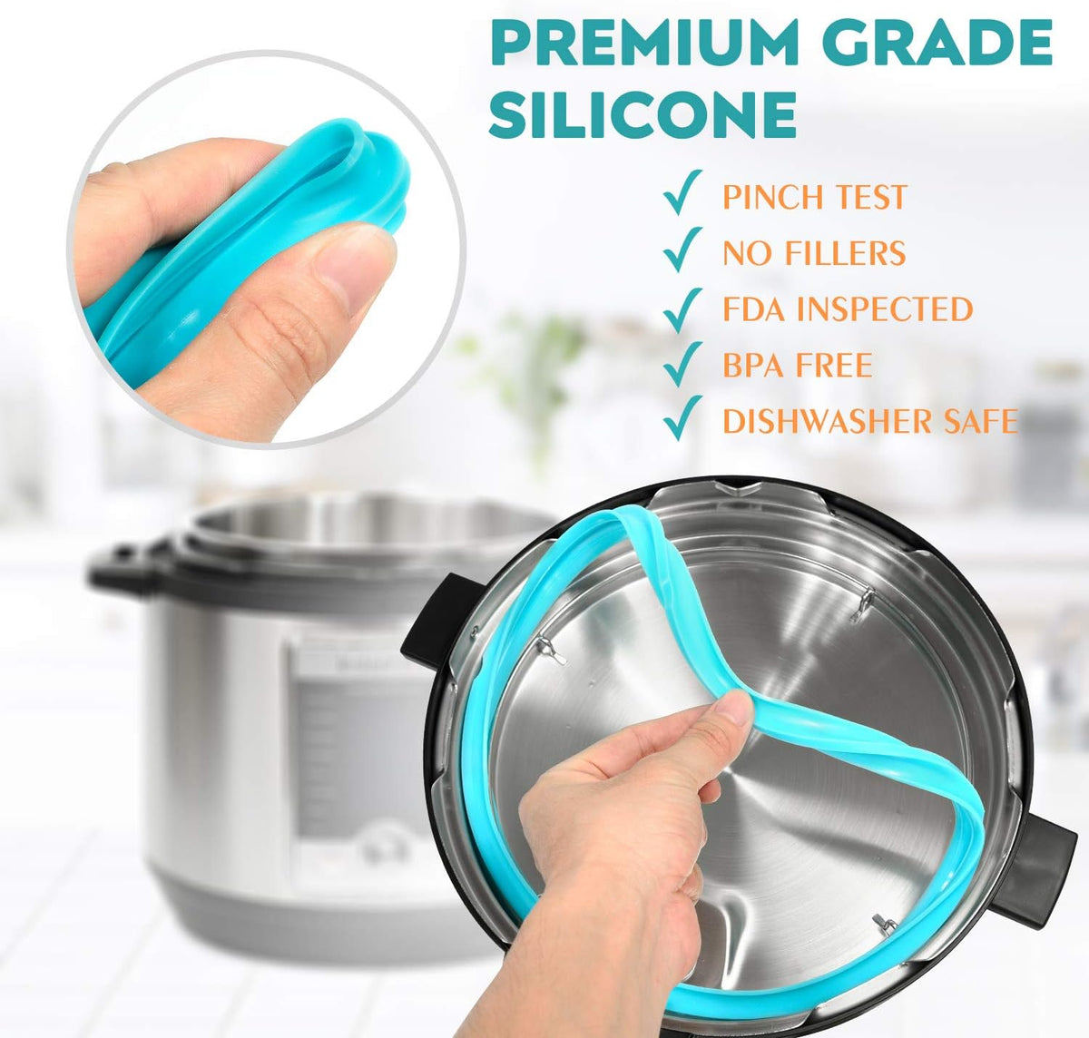 5Qt & 6Qt Pressure Cooker Accessories 3-Pack - Silicone Sealing Ring with Steam Release Valve Compatible with Instant Pot Duo, Lux, Duo Plus, Ultra, and Viva Models.