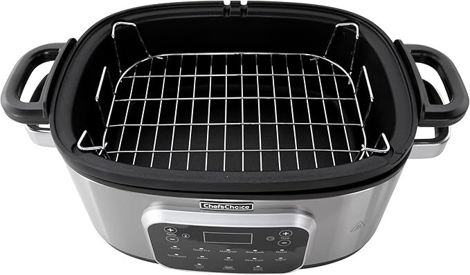 Chef'sChoice Multicooker, Large 6-Quart Capacity Multipurpose Non-Stick Vessel and Variable Temperature Control with Keep Warm and 12 Cooking Presets, 1300-Watts, Stainless Steel
