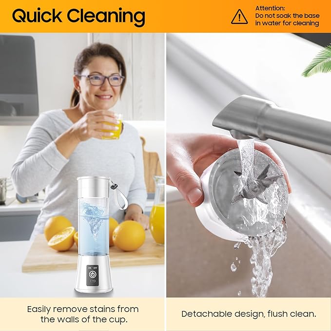 Portable Blender for Smoothies & Shakes - Cordless Personal Size Mini Blender with BAP Free Juice Cup, USB Rechargeable Suit for Sports/Picnic, Mother's Day