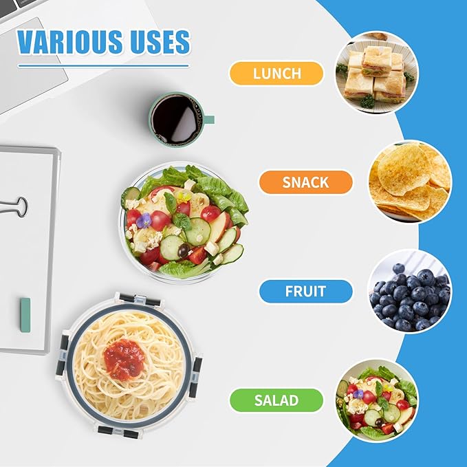GULFLIN 12 Pack Small Glass Food Storage Containers with Lids Airtight, 13oz Leak-Proof Meal Prep Containers Set, Freezer to Microwave Safe, Dishwasher Safe