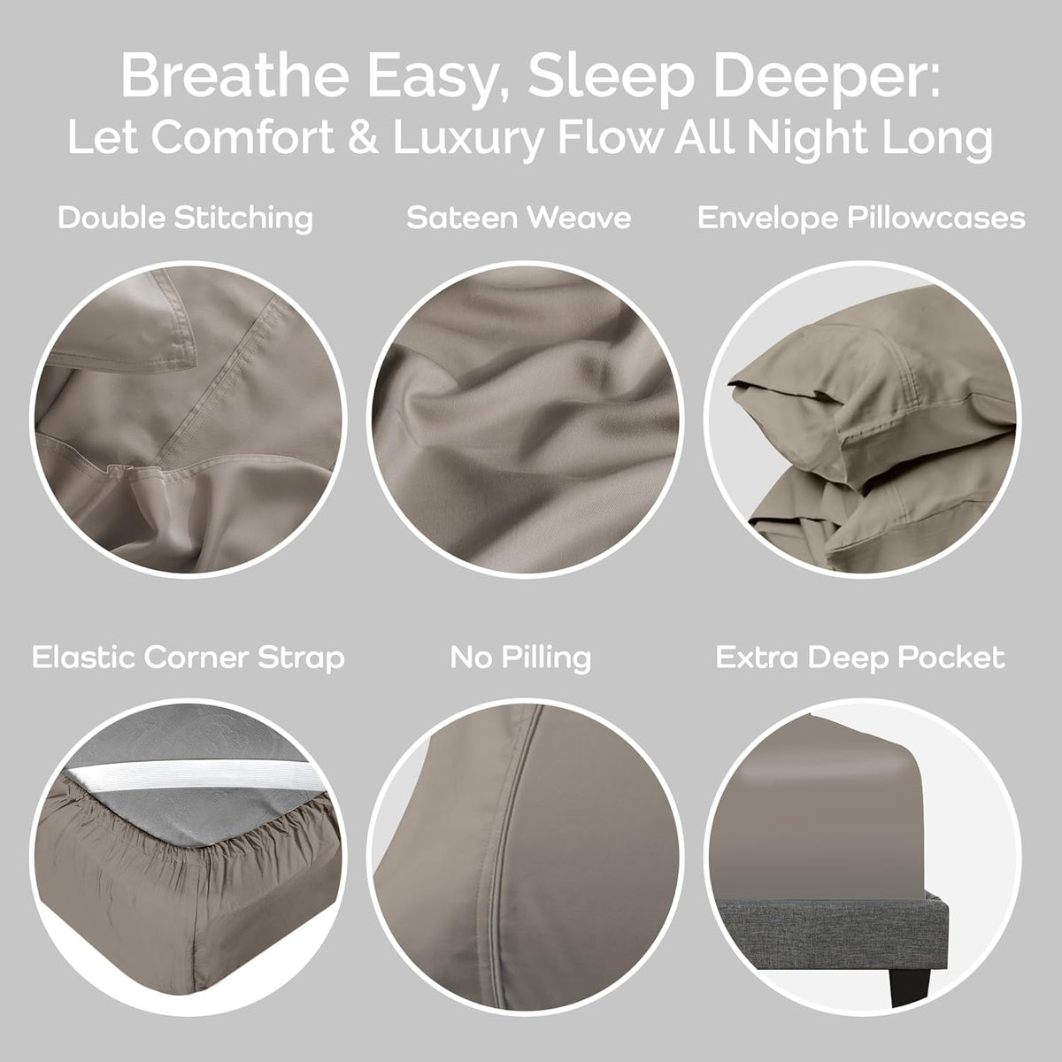 100% Viscose from Bamboo Sheets Full Size, Super Soft Bedding Set, Cooling Sheets for Hot Sleepers, Vegan Silk Moisture Wicking, Organically Grown Bedsheet, Sand - 54" x 75"