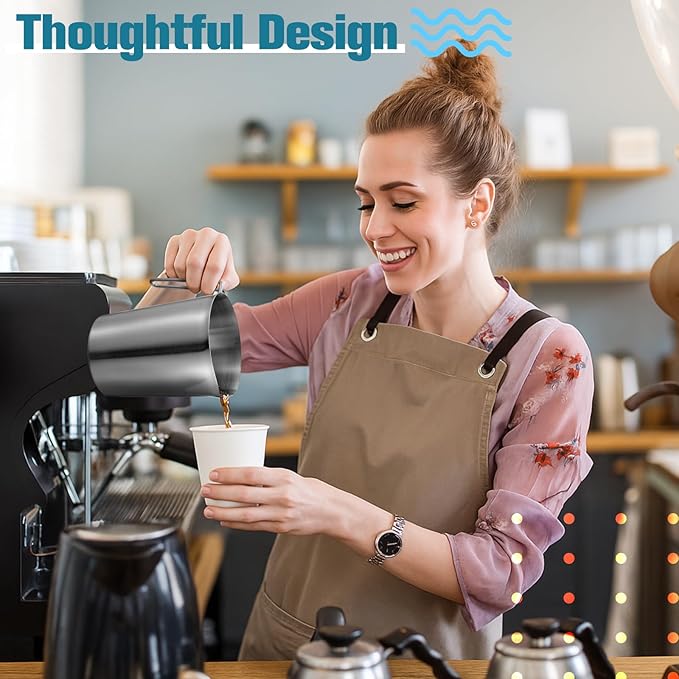 2 Pcs 1 L/32 oz Large Stainless Steel Pitcher with Lid, Metal Measuring Cup, Large Mouth Graduated Beakers with Handle, Milk Frothing Jug for Espresso Machine, Latte Art, Hot/cold Water