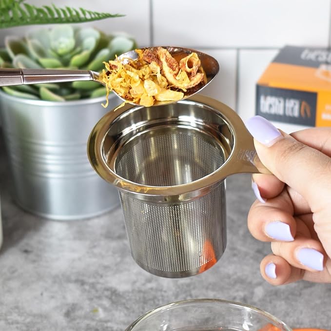 Tiesta Tea Brewbasket Stainless Steel Infuser Basket for Loose Leaf, Reusable Fine Mesh Strainer for Hot & Iced Drinks, Loose Leaf Steeper, Single Cup Tea Diffuser, Holds 5 Ounces