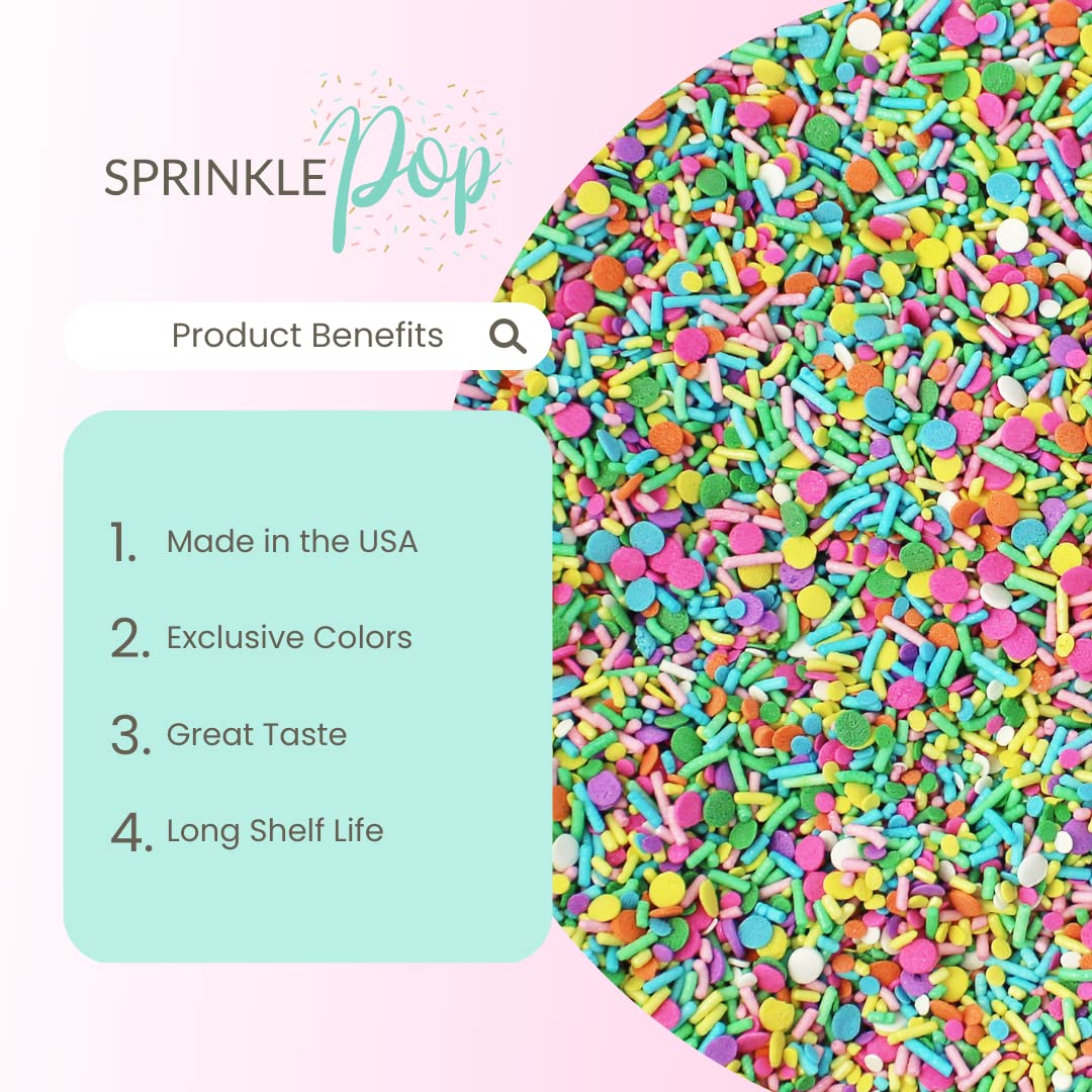 Pastel Party Sprinkles Mix | Made In USA By Sprinkle Pop| A Blend of Pink yellow Blue Green Purple Orange Lavender Mint Confetti Sprinkles| Easter Sprinkles For Decorating Cake Cupcakes Cookies, 4oz