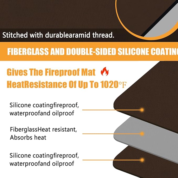 Heat Proof Mat for Air Fryer, Deep Fryer, Coffee Maker, 12x14in Heat Resistant Pad for Kitchen Countertop, Protective Mat for Quartz Counter