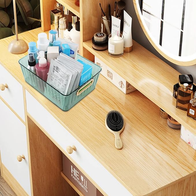 Clear Pantry Storage Organizer Bins, Green, 6 Packs