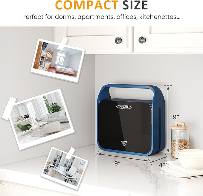 Sunvivi 3 in 1 Sandwich Maker, Electric Waffle Maker with Removable Non-stick Plates, 850W Panini Press Grill with Glass Top, Cool Touch Handle & Easy to Clean, Blue