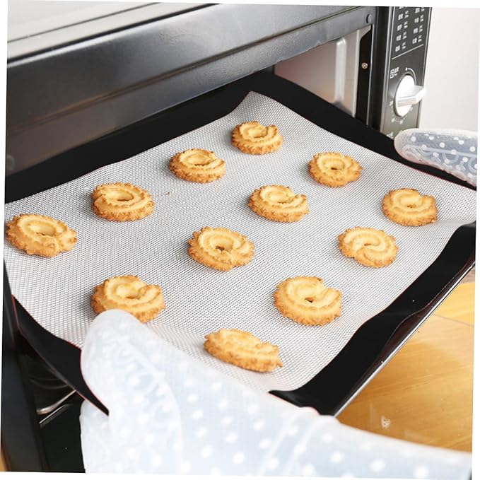 Cabilock 4pcs Silicone Fiberglass Baking Mat Heatproof Oven Mat Nonstick Baking for Cookie Biscuit Pizza Making