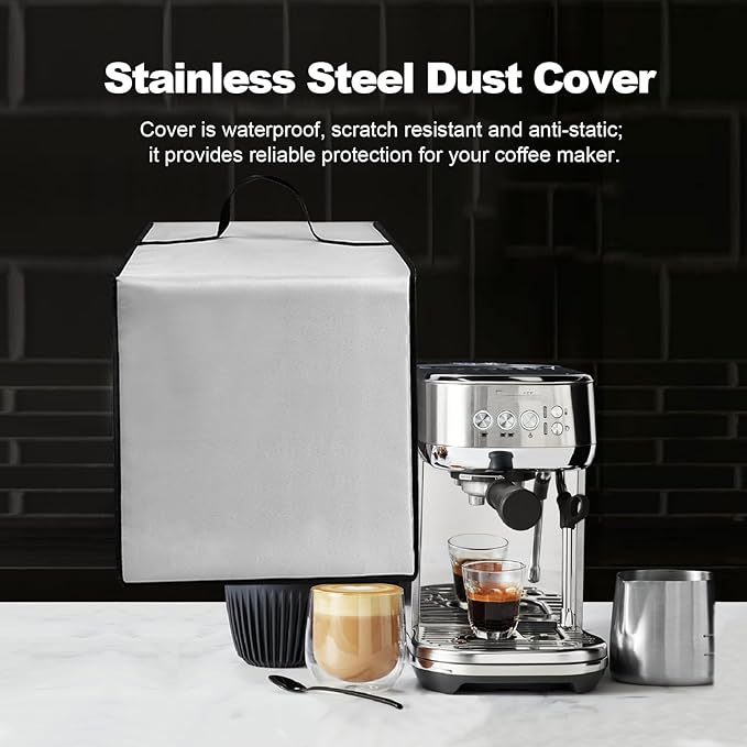 Dust Cover for Plus Espresso Machine BES500BSS Stainless Steel Dust Covers for De'Longhi Stilosa Manual Espresso Machine EC260BK Heavy Duty Waterproof Protective Cover Case (Silver)