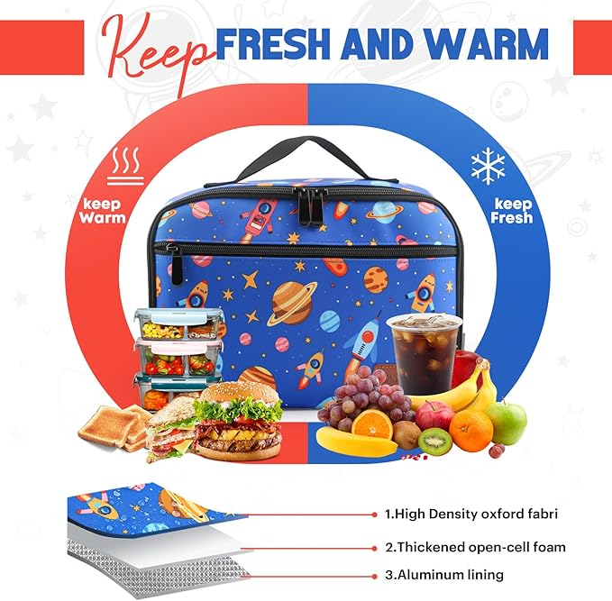 Lunch Box Kids, Lunch Bags for Women Men, Insulated Cooler Reusable Cute Lunch Containers for Boy & Girls, Adults Leak Proof Large Lunch Tote Bags for School, Work, Travel, Picnic Outdoor and Beach