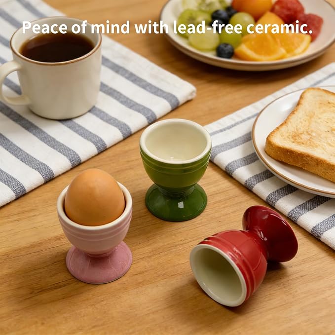 6 Pcs Ceramic Egg Cups, Porcelain Colorful Egg Cooker, Egg Holder for Soft and Hard Boiled Eggs, Stand Holder for Soft Boiled Eggs, Dishwasher Safe