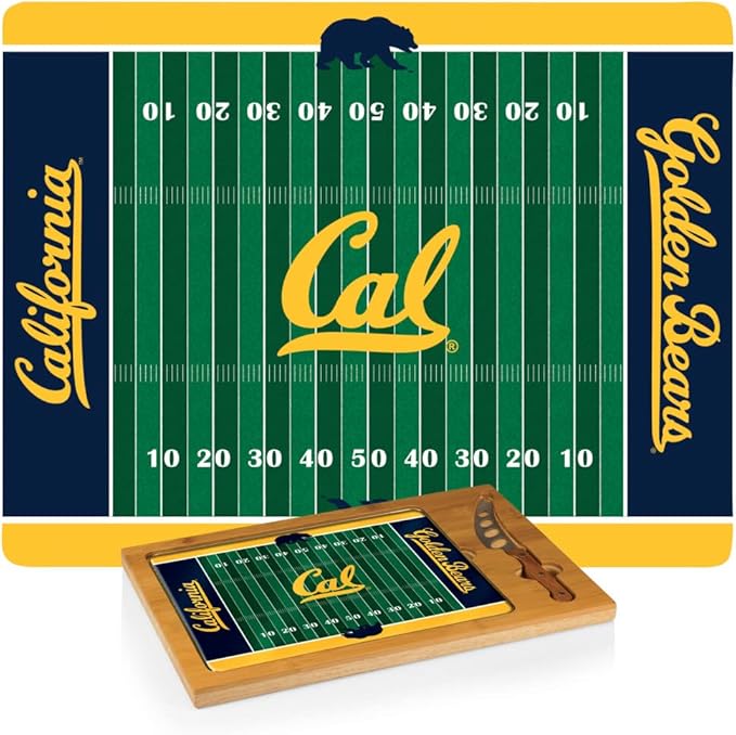 PICNIC TIME NCAA Icon Glass Top Cutting Board & Knife Set, Cheese Boards Charcuterie Boards, Serving Platter, (Parawood & Bamboo)