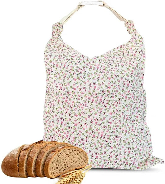 1 PCS Beeswax Bread Bags - 17x13 Inch Reusable Bread Storage Bags,Bees Wax Lined Bread Bags for Home Cooks fresh bread storage Easy Clean (Pink Floral)
