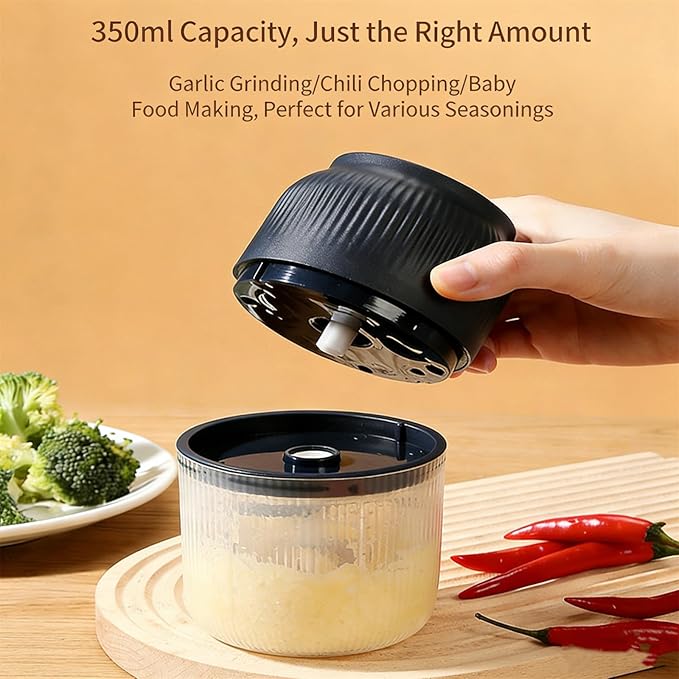 Electric Garlic Chopper, Mini Portable Veggie Cutter, Veggie Chopper with Container and Lid, Rechargeable Cordless Food Chopper for Garlic, Onion, Chili, Fruits Vegetables (Blue*2)