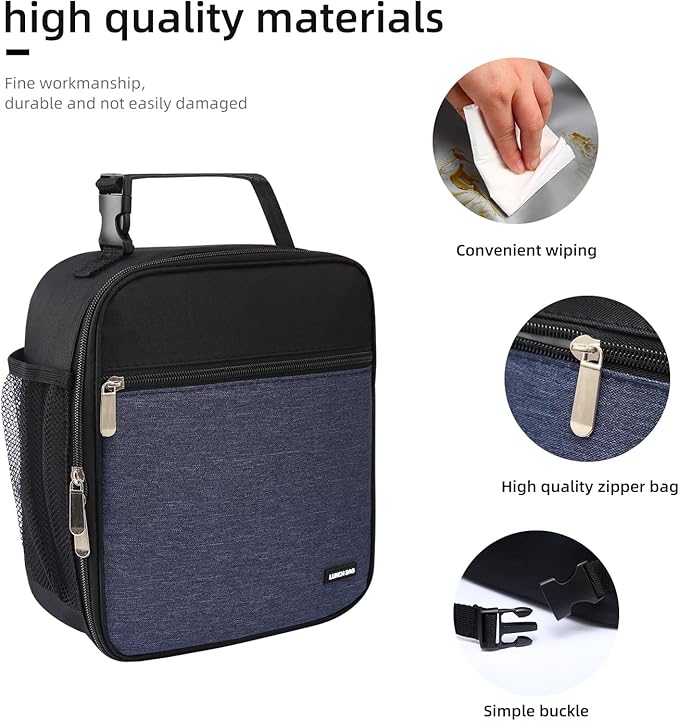 Lovoeo Lunch box Lunch bag for men women Insulated Lunchbox Lunch bags for Work Picnic Travel (Thicken navy blue)