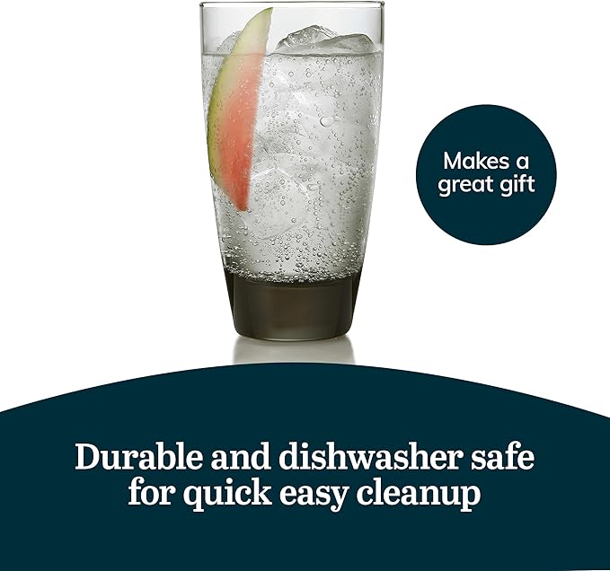 Libbey Classic Smoke Tumbler Glasses, Classy, Timeless Drinkware Set of 12, 18 Oz, Dishwasher Safe Drinking Cooler Glasses for Special Occasions