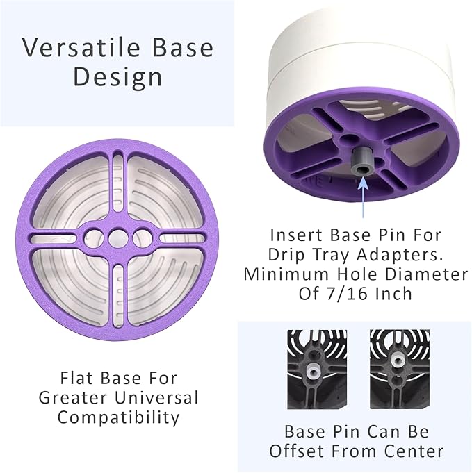 Elevate Anti-Splash Cup Riser Accessory for most Keurig K-cup, Cuisinart Single Serve, and other Coffee Makers, Adjustable for Cup Size and Drip Tray Type (White with Lilac Base)