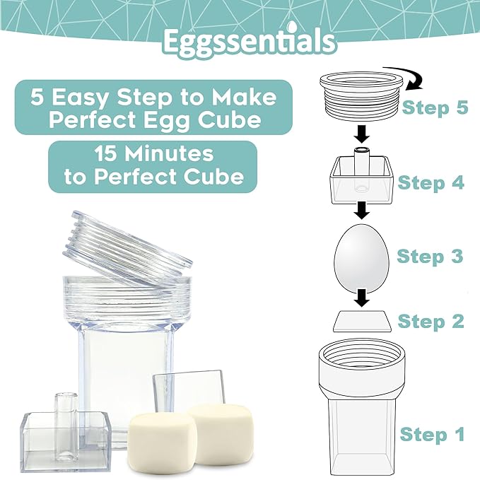 Eggssentials Square Egg Press - Egg Shaper - Cuber for Hard Boiled Eggs - 15 Minutes to Perfect Cubes