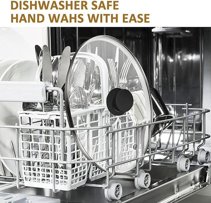 Glass lid for Large Pots and Pans, 14 Inch Cover for Replacement, Commercial Lid for Cookware, Frying Pans, Stockpot, Dishwasher safe and oven safe up to 400°F Fit Inner Dia14 to 14.4 Inch
