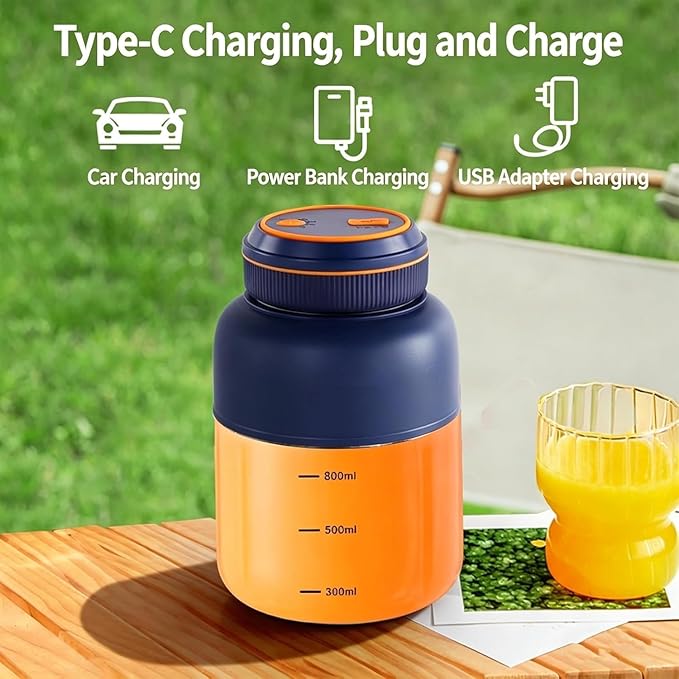 Portable Electric Juicer Cup with Zero Cord Hassle,Wireless Personal Juicer Cup USB Rechargeable Blender,38-Blades,Quiet Operation, Leakproof Lid,40 Seconds,for Shakes and Smoothies (Beige-45 Oz)