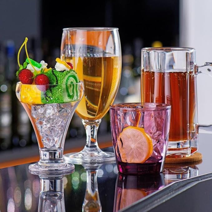 13oz Drinking Glasses Set Acrylic Glassware for Kids Colored Plastic Tumblers Cups Picnic Water Glasses Unbreakable Juice Drinkware for Camping Restaurant Beach Party BPA Free Dishwasher Safe