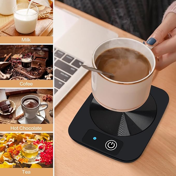 Lesipee Coffee Mug Warmer, Smart Candle Warmer, Electric Cup Warmer with Aluminum Metal Panel for Office, Desk Accessories, Electric Beverage Warmer for Cocoa, Milk, Coffee Gifts