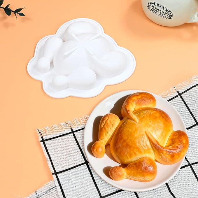 Silicone Mousse Mold, Christmas Turkey Silicone Cake Pan, Dishwasher Safe, Lightweight, Easy Storage, for Mousse Cake, Bread, Brownie (A_ Turkey)