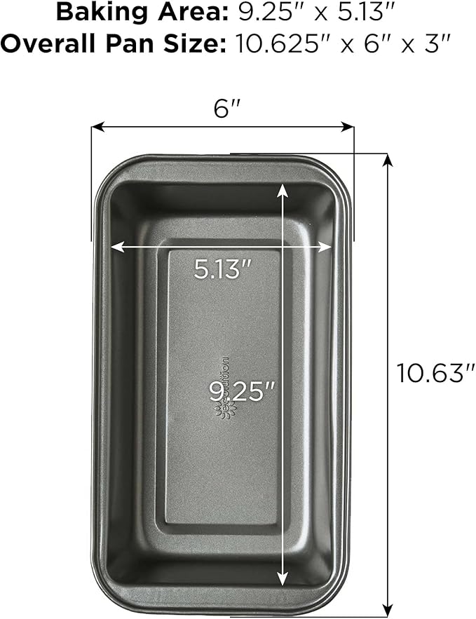 Ecolution Bakeins Large Loaf Pan – PFOA, BPA, and PTFE Free Non-Stick Coating – Heavy Duty Carbon Steel – Dishwasher Safe – Gray – 9.25” x 5.125” x 2.75”