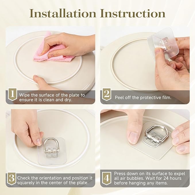 Bilillo 20 Pack D-Shaped Plate Hangers for Wall Display, Invisible Decorative Plate Hooks for Plates, Platters & Wall Décor